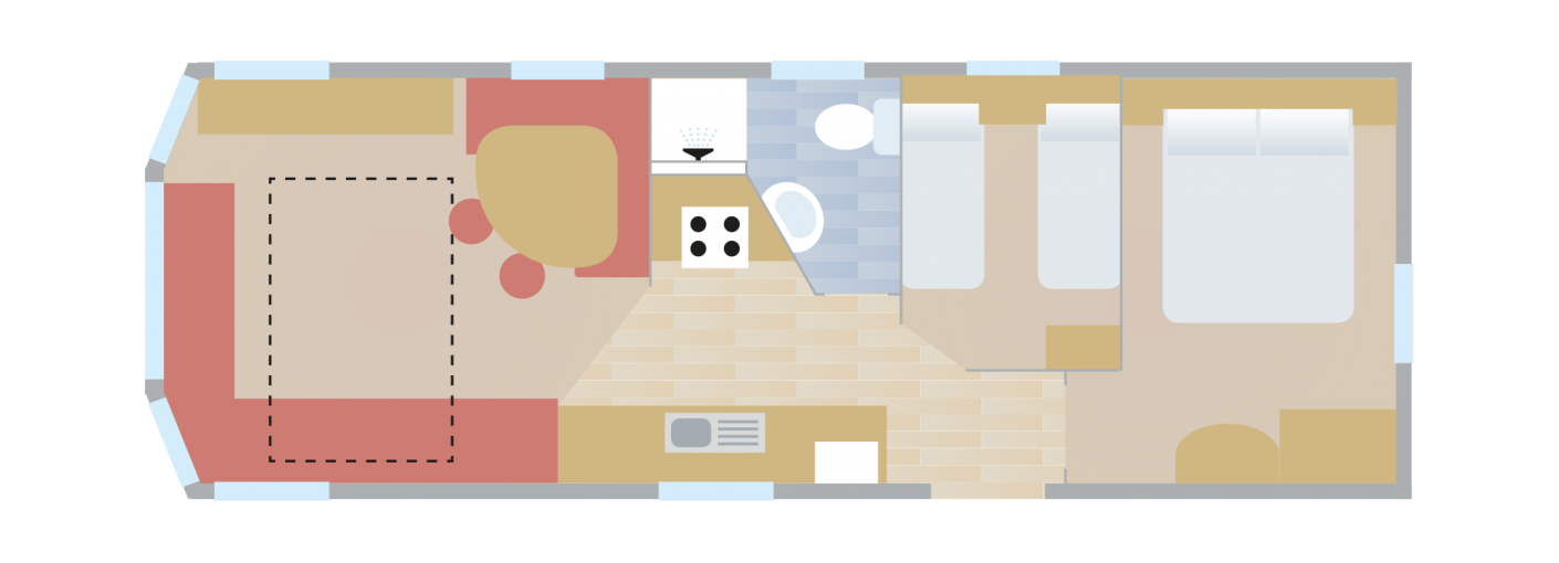 Ocean View Bronze Caravan Floor Plan for 1-18