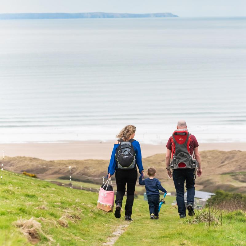 Woolacombe Sands Holiday Park Guests on Footpath To Beach