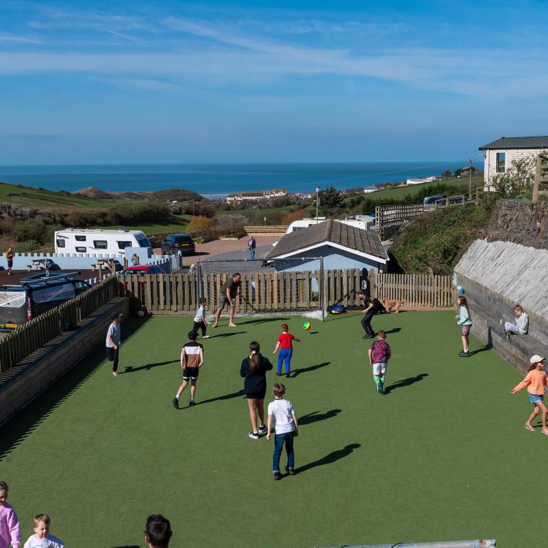 Woolacombe Sands Holiday Park Families Playing Football on the Pitch