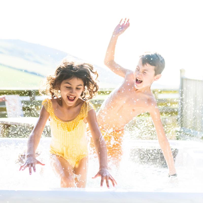 Woolacombe Sands Holiday Park kids playing in the hot tub