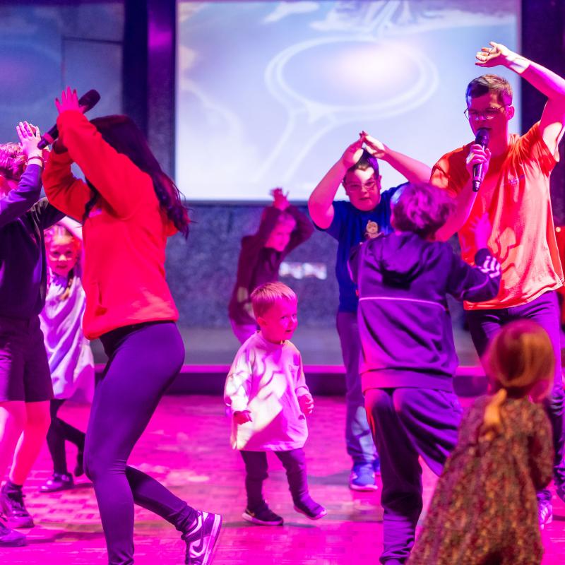 Children dancing to entertainment in Woolacombe Sands Holiday Park