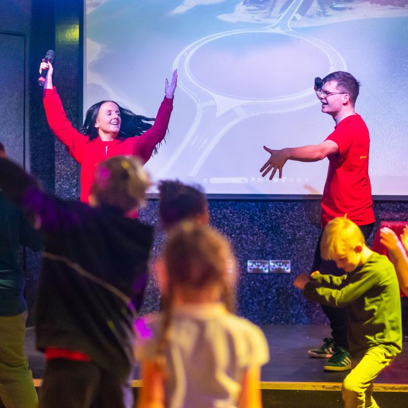 Children dancing to entertainment in Woolacombe Sands Holiday Park