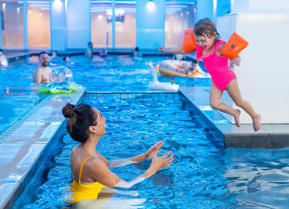 Woolacombe Sands Holiday Park Family enjoying the Indoor Swimming Pool