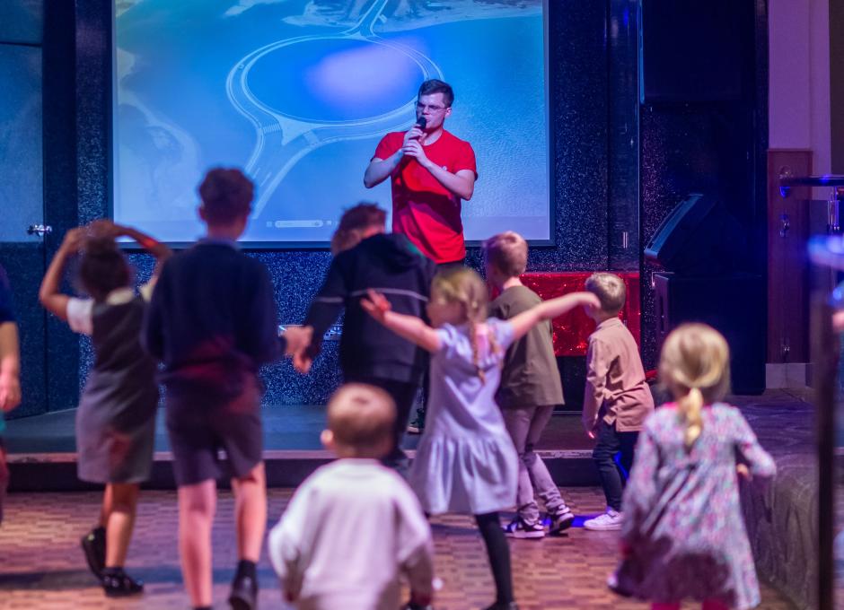 Children dancing to entertainment in Woolacombe Sands Holiday Park