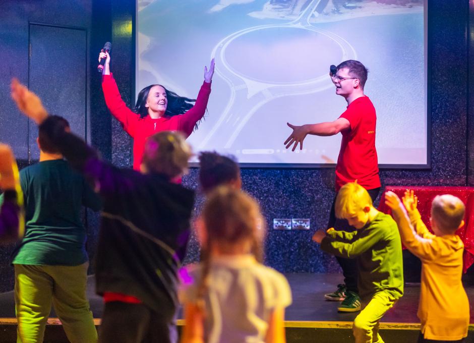 Children dancing to entertainment in Woolacombe Sands Holiday Park